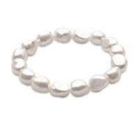 Bracciale di perle di perle barocche bianche coltivate d'acqua dolce 10-11 mm Secret & You - Bracciale elastico 18 cm.