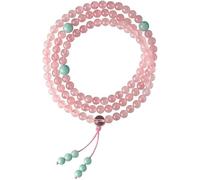 bracciale di perline, Bracciale, Bracciale Mala da 6 mm Buddista 108 Perline di preghiera Cristallo rosa/Gioielli in pietra di cristallo fragola Amore Perline Regalo di ringraziamento di Natale