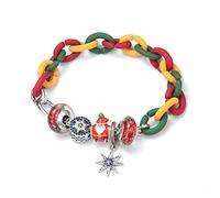 Bracciale di perline fai-da-te, braccialetti a ciondolo di Natale, bracciale di gomma d'argento 925, braccialetti in stile hip-hop di moda unisex, gioielli da bracciale da donna (925 argento)