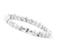 Bracciale di perline Lettera I Perline bianche del braccialetto del nome con autentiche pietre di Howlite I Braccialetto di perline personalizzato con iniziali I Braccialetto fatto a mano