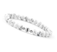 Bracciale di perline Lettera I Perline bianche del braccialetto del nome con autentiche pietre di Howlite I Braccialetto di perline personalizzato con iniziali I Braccialetto fatto a mano