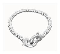 Bracciale di piccole perle argentate con moschettone a incastro