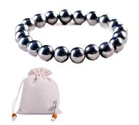 Bracciale di pietra di pietra di braccialetto di pietra da uomo e donna di pietra naturale terahertz rotonde perle rotonde elastiche del braccialetto elastico in pietra di guarigione del braccialetto