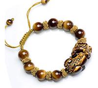 Bracciale di pietra di tigre di tigre giallo naturale Bracciale malvagia feng shui pixiu bracciale gemma intrecciata perle di cristallo antico cinese chakra guarigione ricchezza bracciale per fortuna