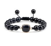 Bracciale di Pietra Obsidiana Nera Bracciale Naturale Pietra Naturale Geometrica Uomini di Sospensione Braccialetti in Rilievo per Donne bracciali Yoga Polso Fatto a Mano