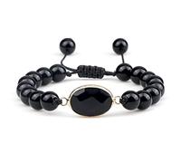 Bracciale di Pietra Obsidiana Nera Bracciale Naturale Pietra Naturale Geometrica Uomini di Sospensione Braccialetti in Rilievo per Donne bracciali Yoga Polso Fatto a Mano