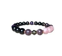 Bracciale di protezione, bracciale in tormalina nera, bracciale in quarzo rosa