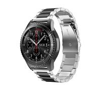 Bracciale di ricambio CADORABO Bracciale in acciaio inossidabile 20mm compatibile con Samsung Galaxy Watch 42mm / S2 Classic /Sport ARGENTO NERO, Acciaio Inossidabile