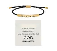 Bracciale Dio ha il controllo, bracciale motivazionale in acciaio inossidabile con lettere, bracciale intrecciato regolabile (A, 26cm)