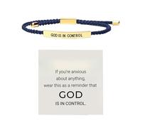 Bracciale Dio ha il controllo, bracciale motivazionale in acciaio inossidabile con lettere, bracciale intrecciato regolabile (B, 26cm)