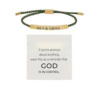 Bracciale Dio ha il controllo, bracciale motivazionale in acciaio inossidabile con lettere, bracciale intrecciato regolabile (D, 26cm)