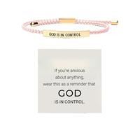 Bracciale Dio ha il controllo, bracciale motivazionale in acciaio inossidabile con lettere, bracciale intrecciato regolabile (C, 26cm)