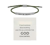 Bracciale Dio ha il controllo, bracciale motivazionale in acciaio inossidabile con lettere, bracciale intrecciato regolabile (D, 26cm)