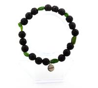 Bracciale Diopside Del Brasile + Perle Di Lava 8 Mm. Fabbricato In Francia.