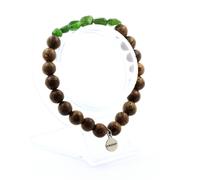 Bracciale Diopside Del Brasile + Perle Di Legno Da 8 Mm. Fabbricato In Francia.