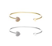 Bracciale Donna 2 Pezzi Bracciale Donna Set Cuore in Oro e Argento Gioielli Regolabile Bracciale Compleanno Amica Migliore Braccialetto Donna Ragazze