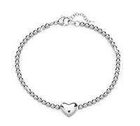 Bracciale Donna a Cuore Idee Regalo per Lei, Argento Sterling 925 Finitura in Oro Bianco o Giallo 18k per Moglie Fidanzata Figlia Natale San Valentino Compleanno Anniversario