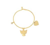 Bracciale Donna Acciaio Braccialetto Rigido Pendenti Cuore Angelo Brillantini