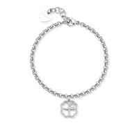 Bracciale Donna Acciaio Ciondolo Cuore Stella Quadrifoglio Sagapo con cristallo