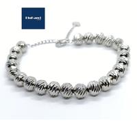 Bracciale donna acciaio inox argento sfere levigate diamantate 8mm