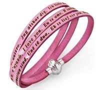 BRACCIALE DONNA AMEN TI AMO TUTTE LE LINGUE TAGLIA L,60Cm MULTIGIRO PELLE ROSA