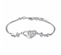 Bracciale Donna Argento 925 Braccialetti A Forma Di Doppio Cuore Di Braccialetti Di Gioielli Femminili Braccialetti Di Di Per Regali Di Gioielli Da Sposa Da Donna Regali Per Lei Compleanno Bracciali