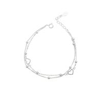 bracciale donna argento 925 doppio cuore 2 in 1 regolabile 16+5 cm elegante idea regalo anniversario compleanno San Valentino con confezione regalo