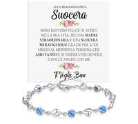 Bracciale Donna Argento Sterling 925 A mia Suocera Compleanno Idee Regali per lei, Bracciale Idea Regalo Natale - Cofanetto con DEDICA incluso. (A mia Suocera - Argento 1)