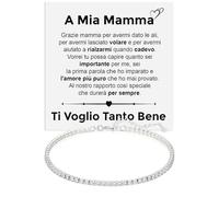 Bracciale Donna Argento Sterling 925 Compleanno Idee Regali per lei, Bracciali Tennis oro Idea Regalo Natale Festa della Mamma - Cofanetto con DEDICA incluso (Mamma 2)