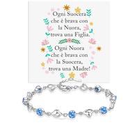 Bracciale Donna Argento Sterling 925 con Pietre di Zirconia Blu A mia Suocera Compleanno Idee Regali per lei, Idea Regalo Natale - Cofanetto con DEDICA incluso. (Suocera - Pietre Blu)