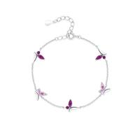 Bracciale Donna Bracciali Donna Elegante Collana con Ametista Farfalla Oro Bianco/Platino, 18+5CM, Oro bianco 18 carati, Ametista