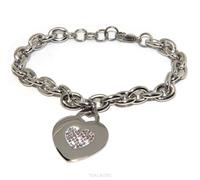 bracciale donna catena cuore a ciondolo grande pavè zirconi bianchi acciaio