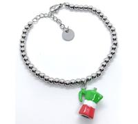 Bracciale donna con ciondolo caffettiera smalto tricolore italia