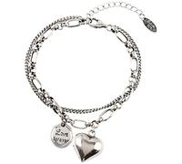 Bracciale Donna con Nome Bracciali Gioielli Iniziale Ciondolo Acciaio Personalizzate inciso Regolabile Regali di Natale Bigiotteria Donna per Donne Ragazze Adolescenti Figlia (Silver, One Size)