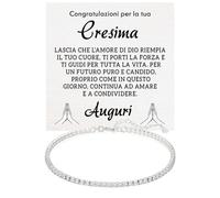 Bracciale Donna Cresima Argento Sterling 925 Compleanno Idee Regali per lei, Bracciali cresima Tennis Brillanti oro Idea Regalo Natale - Cofanetto con DEDICA incluso (Cresima - Donna Bracciale)