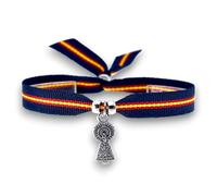 Bracciale Donna e Uomo in Tessuto Spagna Blu Navy con la Vergine del Pilar e la Bandiera della Spagna.