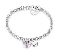 Bracciale LUCKY LIGHT in acciaio con cuore e swarovski light rose S'Agapõ Donna