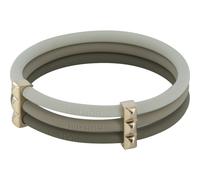 BRACCIALE DONNA HIP-HOP, TRIPLO,HAPPY LOOPS ,HJ0056,SILICONE GRIGIO,BORCHIE ORO