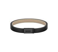 BOSS Bracciale in pelle nera con chiusura brandizzata - Style JACE, 58114240 Nero pz.