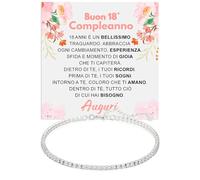 Bracciale Donna Idea Regalo Compleanno 18 Anni Argento Sterling 925 modello Tennis Regalo per lei Festa Evento speciale, Bracciali Compleanni Natale - Cofanetto con DEDICA incluso (18 Anni - 2)