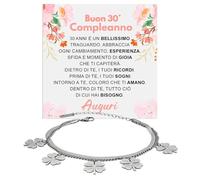 Bracciale Donna Idea Regalo Compleanno 30 Anni Argento Acciaio Inox Lucidato portafortuna Regalo per lei Festa Evento speciale, Bracciali Compleanni Natale - Cofanetto con DEDICA incluso (30 Anni - 3)