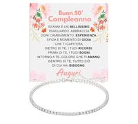 Bracciale Donna Idea Regalo Compleanno 50 Anni Argento Sterling 925 modello Tennis Regalo per lei Festa Evento speciale, Bracciali Compleanni Natale - Cofanetto con DEDICA incluso (50 Anni - 2)