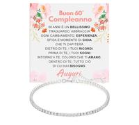 Bracciale Donna Idea Regalo Compleanno 60 Anni Argento Sterling 925 modello Tennis Regalo per lei Festa Evento speciale, Bracciali Compleanni Natale - Cofanetto con DEDICA incluso (60 Anni - 2)