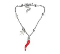 Bracciale donna in acciaio con corno portafortuna e ciondolo stella .Made in Italy. bracciale in acciaio emozionale - frasi, pensieri, parole con charms - ciondolo pendente - misura regolabile