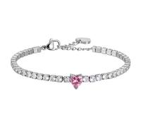 BRACCIALE DONNA IN ACCIAIO CON CRISTALLI BIANCHI E CUORE CRISTALLO ROSA