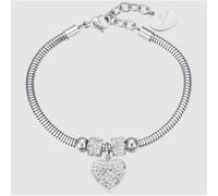 BRACCIALE DONNA IN ACCIAIO CON CUORE E CRISTALLI BIANCHI