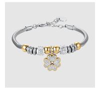 BRACCIALE DONNA IN ACCIAIO CON QUADRIFOGLIO CON CRISTALLI BIANCHI