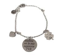 bracciale donna in acciaio con scritta frase della mamma vari modelli prezzo scontato astuccio regalo compreso (a catena/mamma sei la mia supereroe TVB)