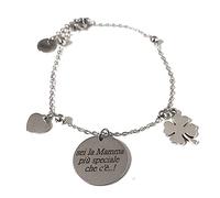 bracciale donna in acciaio con scritta frase della mamma vari modelli prezzo scontato astuccio regalo compreso (a catena/sei la mamma più speciale che c'è)