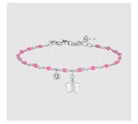 BRACCIALE DONNA IN ACCIAIO CON STELLA, CRISTALLO E PIETRE CON SMALTO FUCSIA
